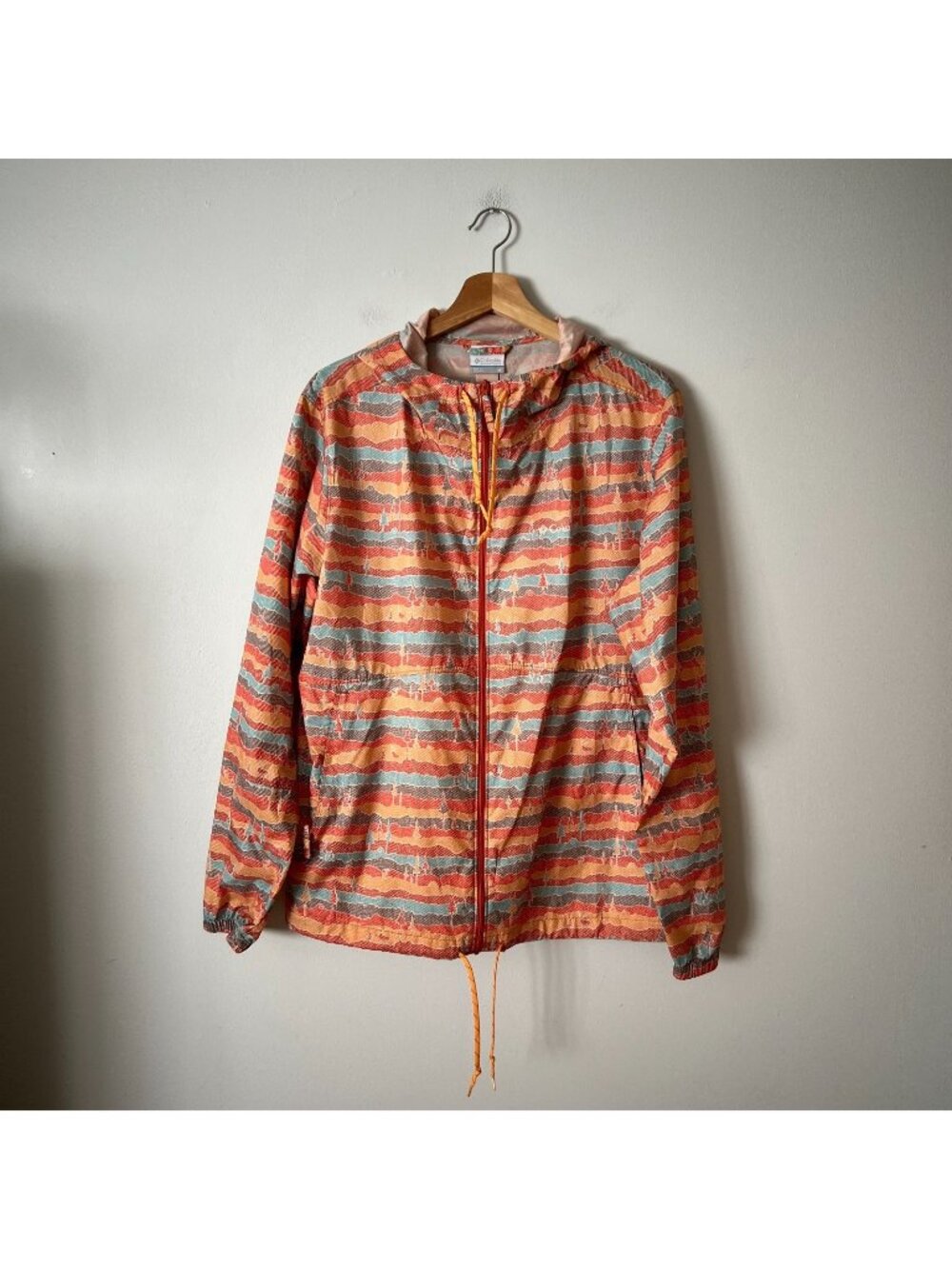 Columbia Women's Flash Forward Orange Printed Windbreaker Jacket Size XL